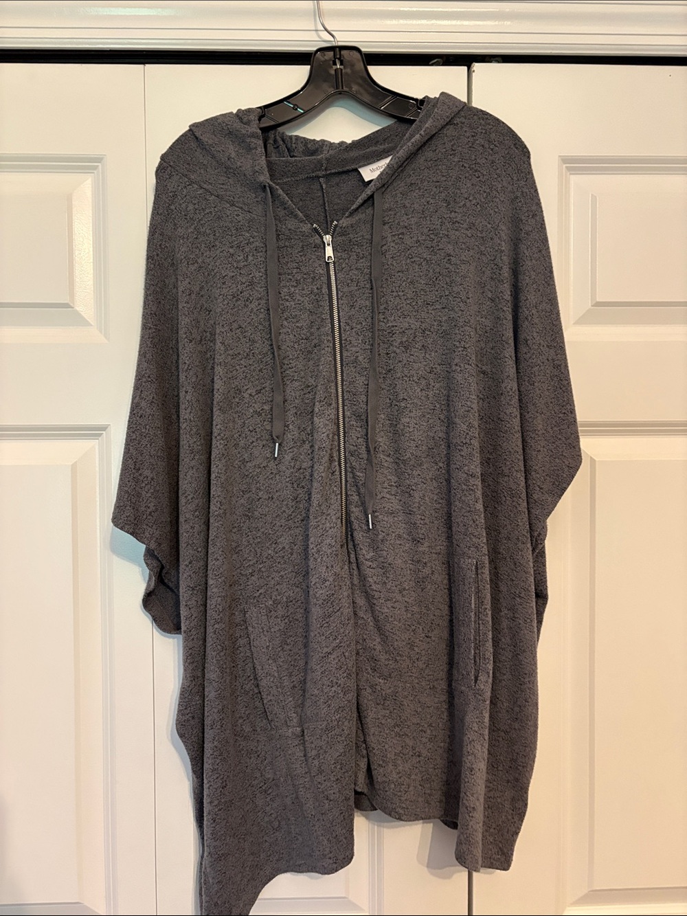 Motherhood Maternity Cozy Hooded Zip Poncho - Charcoal Gray